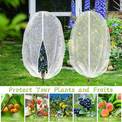 2 Pcs Fruit Tree Netting with Zipper & Drawstring, 4.9 x 3.2 Ft Garden Bird Netting Plant Cover, Blueberry Tomato Insect Bird Barrier Tree Net Protection Cover for Protecting Plants Vegetables Fruits
