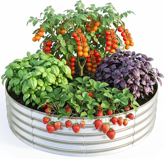Utopia Home Galvanized Raised Garden Bed Kit 2x2x1 Ft, Planter Box Round Raised Garden Beds Outdoor, Easy Assembly Metal Raised Bed for Gardening Vegetables, Fruits, Flowers, Pack of 1, Silver