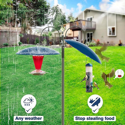 Bird Feeder Dome Guard,Squirrel Baffle for Hanging Feeder,13-Inch Cover for Shepherd's Hook in the Outdoors,Smart Birds Feeder's Umbrella(Blue), 1 Pack