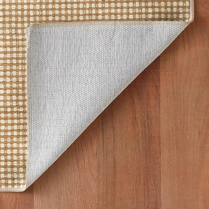 Dash & Albert Hartley Natural Machine Washable Rug, 2 X 3 Feet, Natural Plaid Pattern