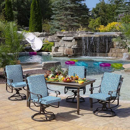 Arden Outdoor Dining Chair Cushion, 20 in x 20 in, Patio Cushion for Patio, Dining, or Rocking Chairs, Sapphire Liberty Mosaic