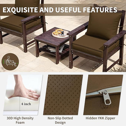 Premium Outdoor Seat Cushion Chair Cushions for Patio Furniture 22 L X 22 W X 4 H Waterproof & Fade Resistant Deep Seat and Backrest Cushion Set with Removable Covers for Chair, Sofa