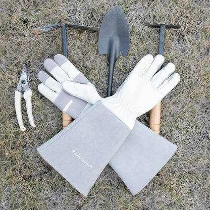 HLDD HANDLANDY Long Gardening Gloves for Women Men - Leather Rose Pruning Gloves Thorn Proof - Breathable Working Glove