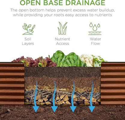 Best Choice Products 8x2x2ft Raised Outdoor Metal Garden Bed, Rectangular Planter Box for Herbs, Flowers, and Deep Root Vegetables w/ 240 Gallon Capacity - Wood Grain