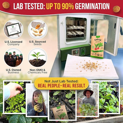Cherry Belle Radish Seeds Pack 10 G - Over 1200 Non-GMO Heirloom Radish Seeds for Planting Vegetables in Individual Seed Packet, Vegetable Seeds for Planting Home Garden Indoor & Outdoor Gardening