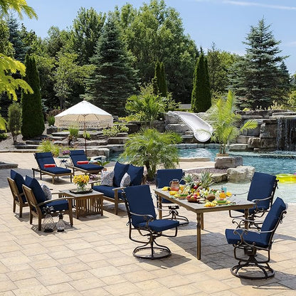 Arden 4-Pack Outdoor Patio Dining Chair Cushion, 20x44, Rain-Proof Seat Pad, Fade-Resistant Outdoor Cushion Sapphire Blue Leala