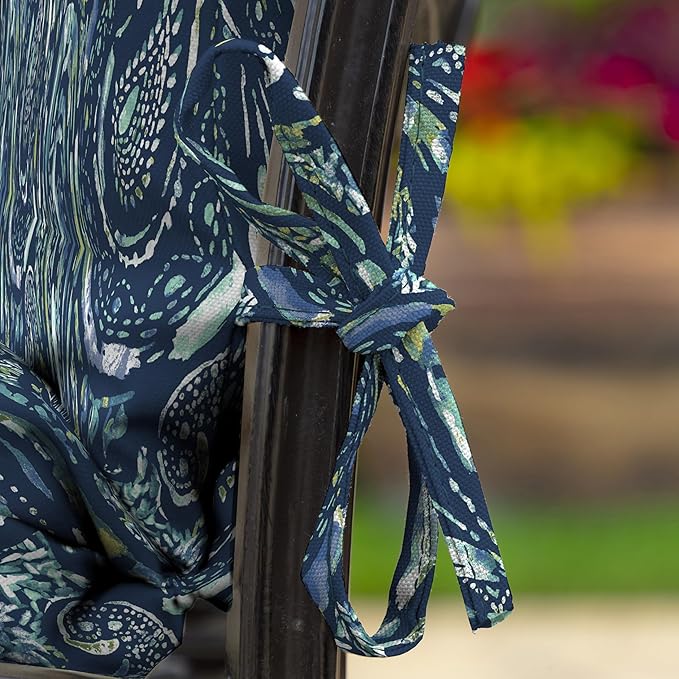 Arden 4-Pack earthFIBER Outdoor Patio Dining Chair Cushion, 20x44, Rain-Proof Seat Pad, Fade-Resistant Outdoor Cushion Sapphire Blue Ridge Paisley