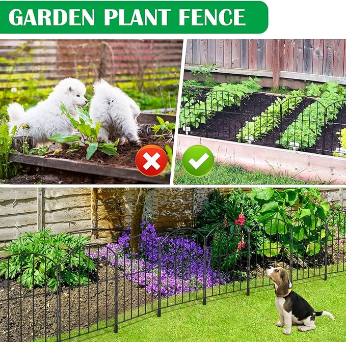 VANCASTLE Decorative Garden Fence 25 Panels, Total 26ft (L) x 24in (H) Rustproof Metal Wire Fencing Border Animal Barrier, Flower Edging for Landscape Patio Yard Outdoor Decor, Arched