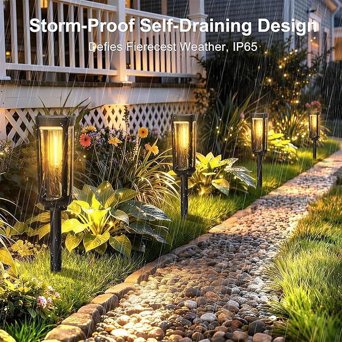 Solar Pathway Lights Outdoor Waterproof IP65, 12 Pack Warm White Solar Walkway Lights, Auto On/Off Outdoor Light for Lawn Garden Patio Driveway Decor Landscape Lighting