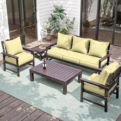 Premium Outdoor Seat Cushion Chair Cushions for Patio Furniture 22 L X 24 W X 4 H Waterproof & Fade Resistant Deep Seat and Backrest Cushion Set with Removable Covers for Chair, Sofa
