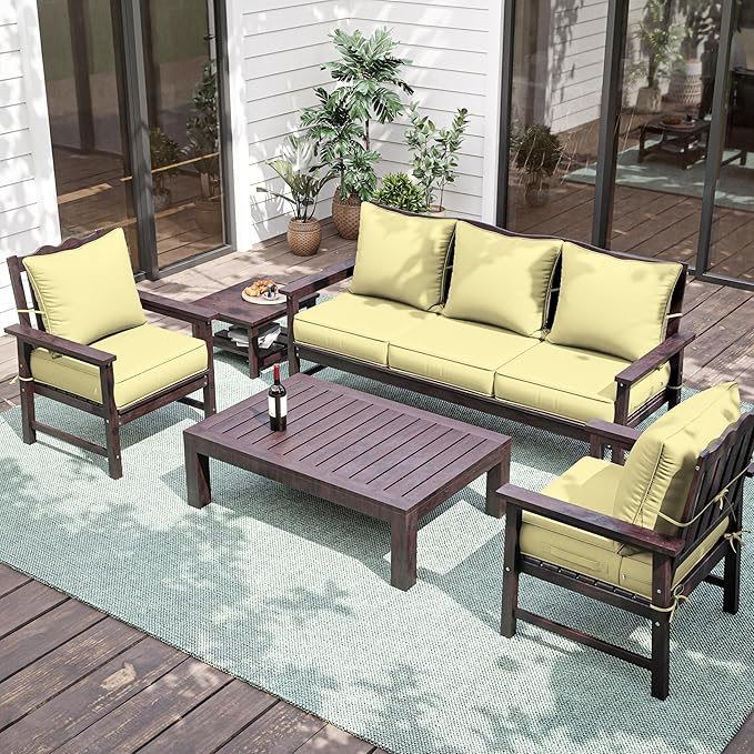 Premium Outdoor Seat Cushion Chair Cushions for Patio Furniture 19 L X 19 W X 4 H Waterproof & Fade Resistant Deep Seat and Backrest Cushion Set with Removable Covers for Chair, Sofa