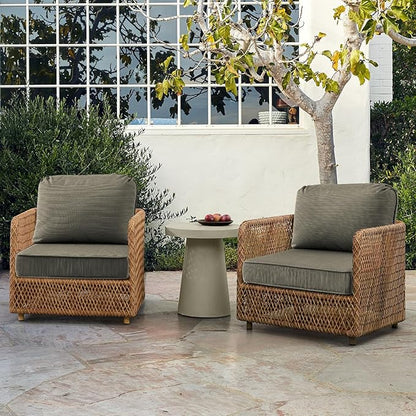 Outdoor Cushions for Patio Furniture Set of 2, 24"x24" Water Repellent Chair Cushions Removable Seat Bottom & Back Cushion Covers for Chair, Sofa, Couch, Dark Black Tan Stripe
