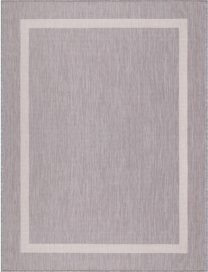 Bordered Outdoor Rug 9x12 Washable Outside Carpet for Indoor Patio Porch Waterproof Easy Cleaning Non Shedding Area Rugs Gray 9 x 12