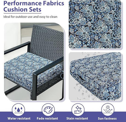 Outdoor Chair Cushions Set of 4,Waterproof Outdoor Seat Cushions for Patio Furniture,Patio Chair Cushion with Handle and Ties, Out Door Chair Pads,18.5" x 16" x 3", Green Paisley