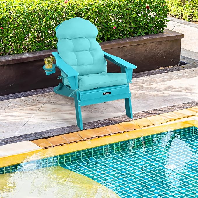 FUNBERRY Patio Chair Cushions Set of 4, Thicken Comfy Cushions for Rocker Non Slip Fade Shield Waterproof High Back with Ties