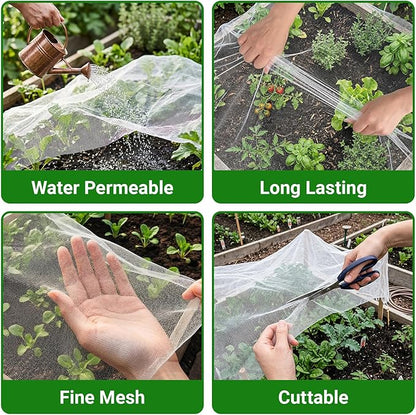 Ultra Fine 4'x10' Garden Netting – No Frame Needed, Easy Install, Pest Barrier & Bird Netting, Plant Cover for Garden, Greenhouse, Patio, Protecting Vegetables, Flowers, Trees