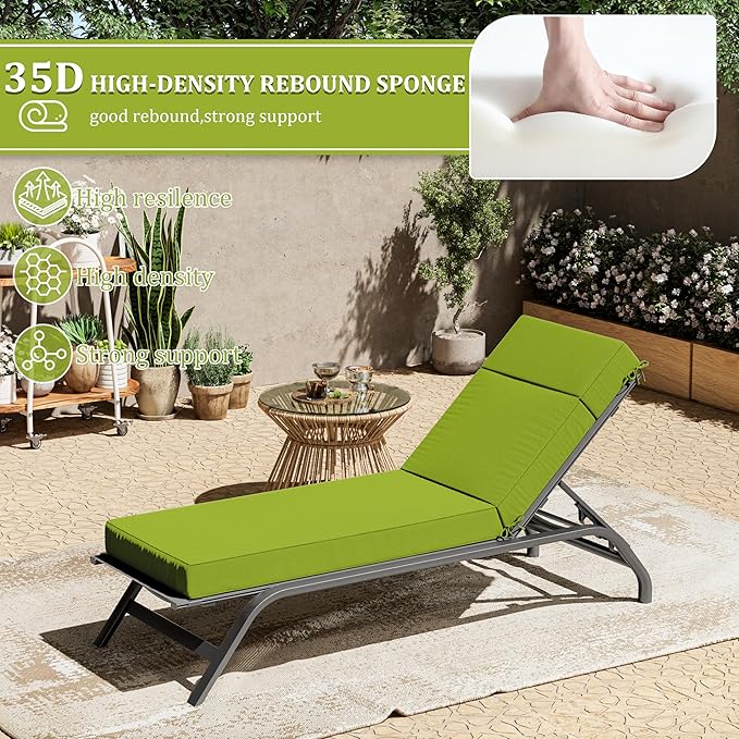 Chaise Lounge Cushions Outdoor, 72" L X 21" W X 4" D Lounge Chair Cushions for Outdoor Furniture, High-Density Foam Outdoor Chaise Cushion-Waterproof Fade-Resistant ThickPatio lounge chair cushion