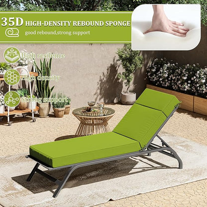 Chaise Lounge Cushions Outdoor, 72" L X 21" W X 4" D Lounge Chair Cushions for Outdoor Furniture, High-Density Foam Outdoor Chaise Cushion-Waterproof Fade-Resistant ThickPatio lounge chair cushion