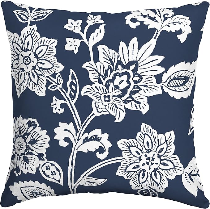 Arden Outdoor Throw Pillow, 16x16 Patio Accent Cushion, Water & UV Resistant, Fade Resistant Outdoor Decorative Pillow with Recycled Polyfiber Fill, Sapphire Blue Ashland Jacobean