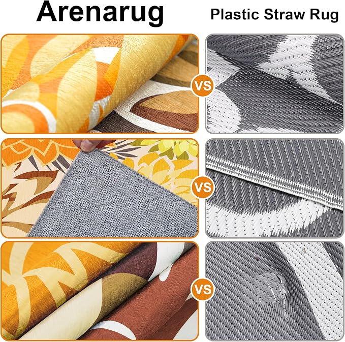 Colorful 2x6 Washable Runner Rug for Hallway Tropical Botanical Modern Floral Chenille Kitchen Rugs Low Pile Non Slip Carpet for Patio, Bedroom, Laundry, Orange