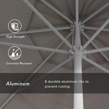 California Umbrella 7.5' Rd Aluminum Patio Umbrella, Crank Lift, Auto Tilt, White Finish