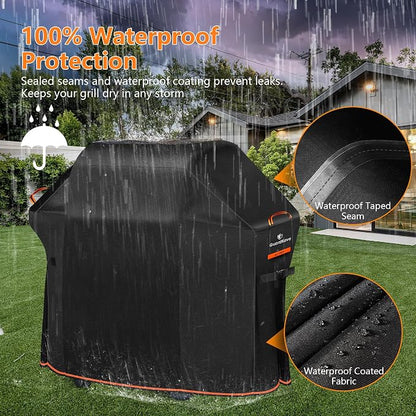 [Upgraded 1000D Heavy Duty Fabric] 65" Grill Cover for Weber 7131, Waterproof, Tear & Fade Resistant BBQ Cover with Buckle, Fits 4-5 Burner Grills of Weber Char-Broil Nexgrill Brinkmann Kenmore