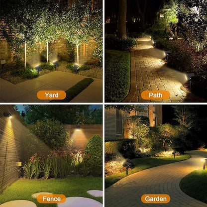 LANSOW Solar Spot Lights Outdoor, [12 Pack/76 LED] 2-in-1 Solar Landscape Spotlights, 3 Modes IP65 Waterproof Dusk to Dawn Solar Powered Flood Wall Lights for Outside Yard Garden Pathway(Warm White)