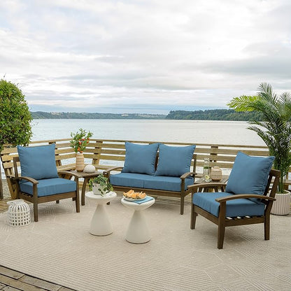 Arden Outdoor Deep Seat Cushion Set (2-Pack), 24 in x 24 in, Weather-Proof, Rain-Proof, Fade Resistant Patio Cushion for Chair, Sofa, and Couch French Blue Texture