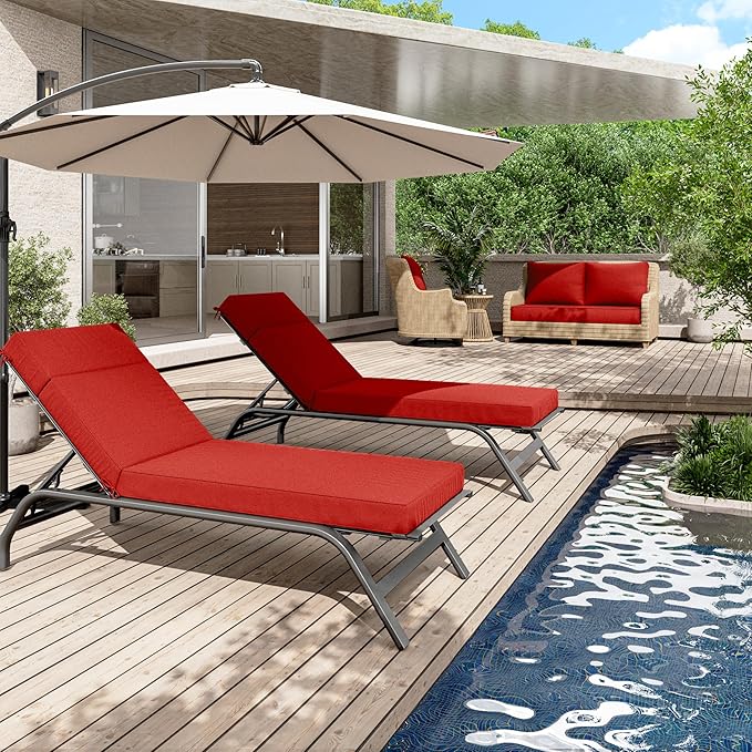Chaise Lounge Cushions Outdoor, 80" L X 26" W X 4" D Lounge Chair Cushions for Outdoor Furniture, High-Density Foam Outdoor Chaise Cushion-Waterproof Fade-Resistant ThickPatio lounge chair cushion