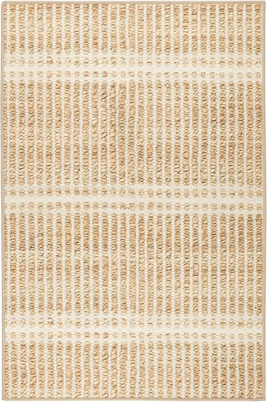 Dash & Albert Arbor Natural Machine Washable Rug, 8.5 X 11.5 Feet, Tan Stripe Pattern