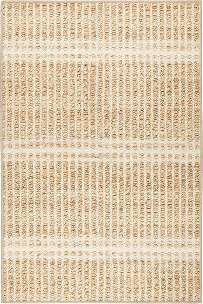 Dash & Albert Arbor Natural Machine Washable Rug, 7.5 X 9.5 Feet, Tan Stripe Pattern