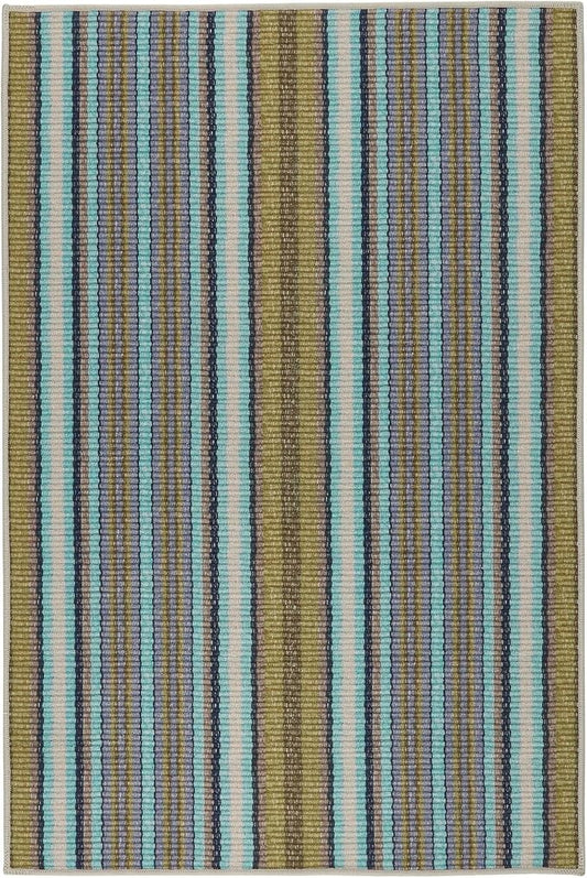 Dash & Albert Treehouse Stripe Machine Washable Rug, 5 X 8 Feet, Green Stripe Pattern