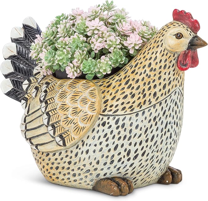 Abbott Collection Rooster Planter, Beige & Black (9 in)