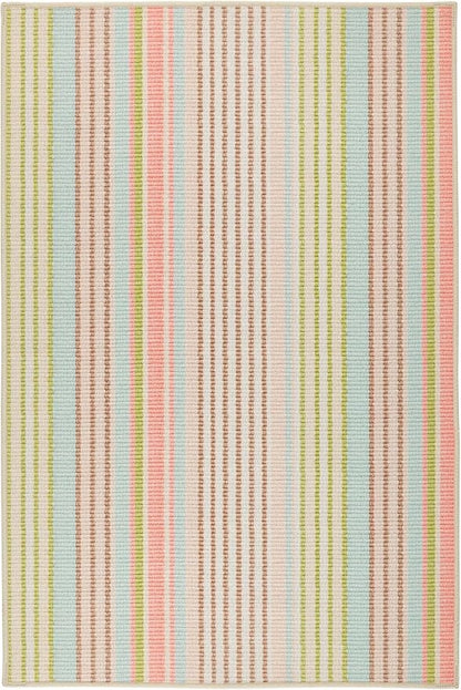 Dash & Albert Ana Ticking Aqua Machine Washable Rug, 8.5 X 11.5 Feet, Multicolored Stripe Pattern
