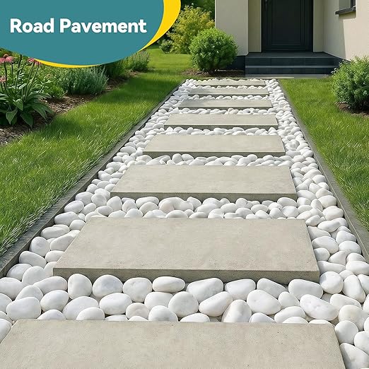 40lbs White Rocks for Landscaping, 2-3 inch Decorative Rocks for Plants Indoor, Large Polished River Rocks for Garden, Outdoor Landscaping, Walkways, Yard, Plants Pots, Vases, Crafts