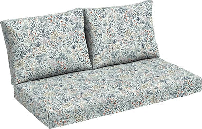 Arden Outdoor Loveseat Cushion Set, 48 x 24, Rain-Proof, Fade Resistant, Cushion Set for Couch, Bench, and Swing Pistachio Botanical