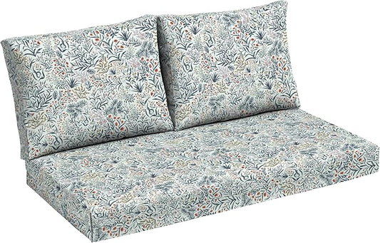 Arden Outdoor Loveseat Cushion Set, 48 x 24, Rain-Proof, Fade Resistant, Cushion Set for Couch, Bench, and Swing Pistachio Botanical