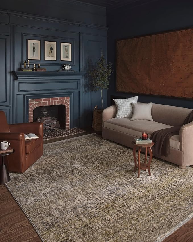 Loloi Magnolia Home by Joanna Gaines Junie Collection JUE-02 Moss/Natural 2'-0" x 3'-0", .38" Pile Height, Accent Rug
