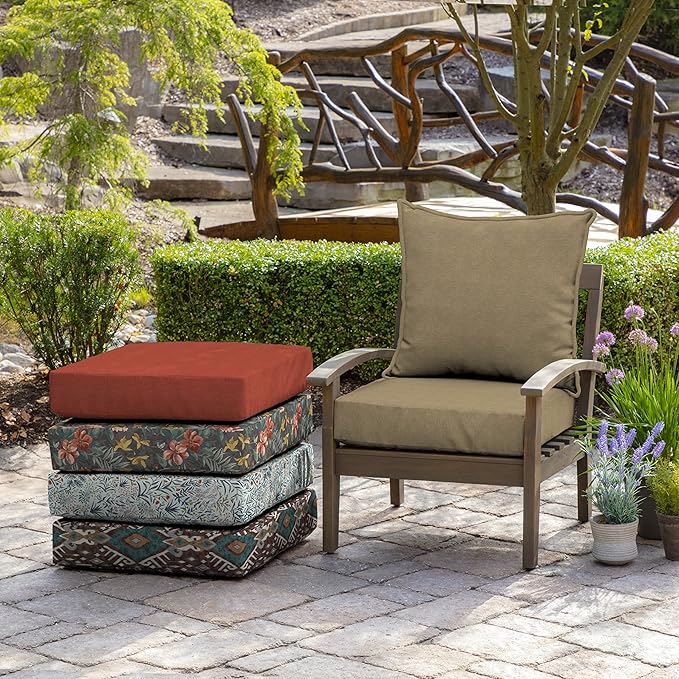 Arden Olefin Outdoor Deep Seat Cushion Set (4-Pack), 24 in x 24 in, Weather-Proof, Rain-Proof, Fade Resistant Patio Cushion for Chair, Sofa, and Couch Tan Hamilton