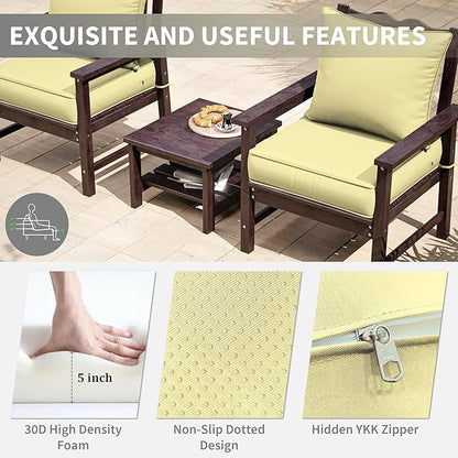 Premium Outdoor Seat Cushion Chair Cushions for Patio Furniture 24 L X 24 W X 5 H Waterproof & Fade Resistant Deep Seat and Backrest Cushion Set with Removable Covers for Chair, Sofa
