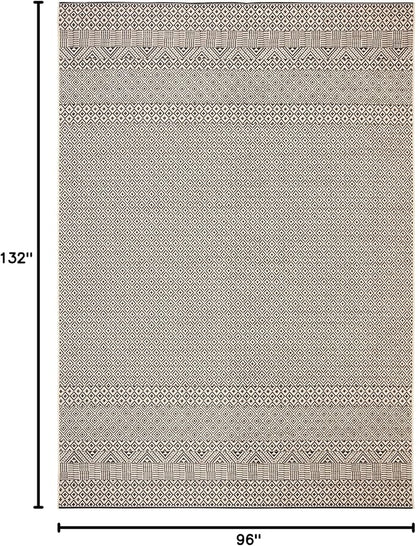 SAFAVIEH Washable Rug Outdoor Courtyard Collection - 8' x 11', Beige & Black, Non-Shedding & Easy Cleaning, Ideal for Patio, Backyard, Mudroom (CY6235-25612)