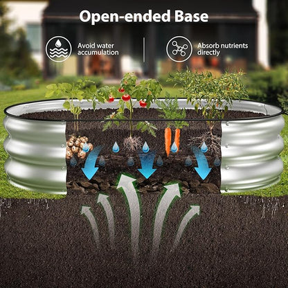 Winpull Raised Garden Bed Kit, 4x2x1 ft Galvanized Planter Box Outdoor with Safety Edging, Large Metal Raised Beds for Gardening Vegetables Flower Herb (Classic Silver)