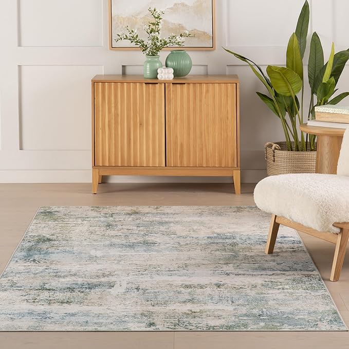Dash & Albert Blaire Mineral Machine Washable Rug, 5 X 8 Feet, Multicolored/Blue Graphic Pattern