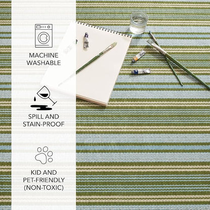 Dash and Albert Caravan Machine Washable Area Rug - 5' x 8' Multicolor Stripe Washable Accent Rug Durable, High Traffic Area Kitchen, Hallway, Bedroom, Stairs