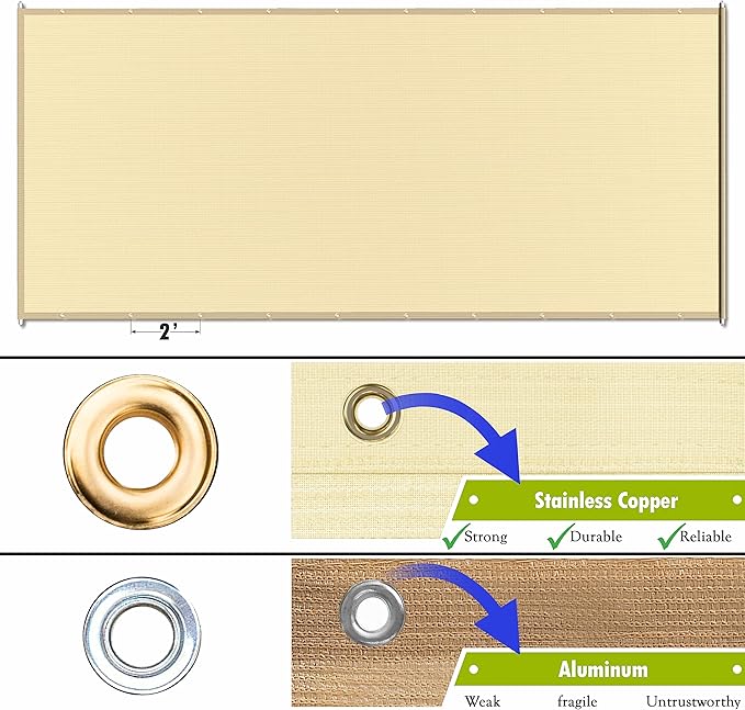 ColourTree 8' x 16' Waterproof Grey Pergola Sun Shade Canopy Replacement Cover UPF50, Commercial Grade 260 GSM Cloth for Outdoor Patio, Include Stainless Steel Weighted Rods (We Make Custom Size)