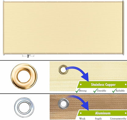 ColourTree 8' x 16' Waterproof Grey Pergola Sun Shade Canopy Replacement Cover UPF50, Commercial Grade 260 GSM Cloth for Outdoor Patio, Include Stainless Steel Weighted Rods (We Make Custom Size)