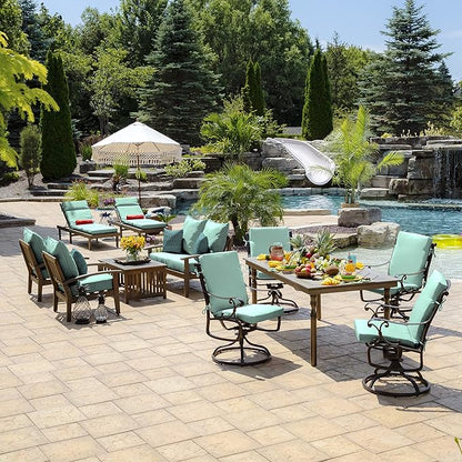 Arden Outdoor Deep Seat Cushion Set (4-Pack), 22 in x 24 in, Weather-Proof, Rain-Proof, Fade Resistant Patio Cushion for Chair, Sofa, and Couch Aqua Leala