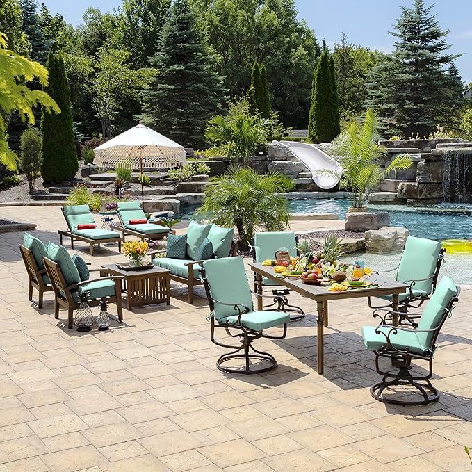 Arden Outdoor Deep Seat Cushion Set (4-Pack), 24 in x 24 in, Weather-Proof, Rain-Proof, Fade Resistant Patio Cushion for Chair, Sofa, and Couch Aqua Leala