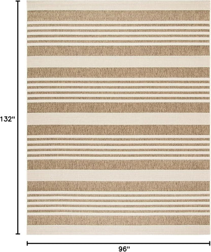 SAFAVIEH Washable Rug Outdoor Courtyard Collection - 8' x 11', Brown & Bone, Non-Shedding & Easy Cleaning, Ideal for Patio, Backyard, Mudroom (CY6062-242)