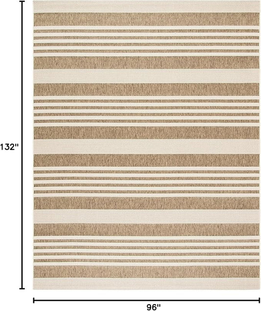 SAFAVIEH Washable Rug Outdoor Courtyard Collection - 8' x 11', Brown & Bone, Non-Shedding & Easy Cleaning, Ideal for Patio, Backyard, Mudroom (CY6062-242)